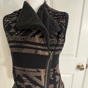 Black and Brown Textured Western Sweater Vest with Southwest pattern.